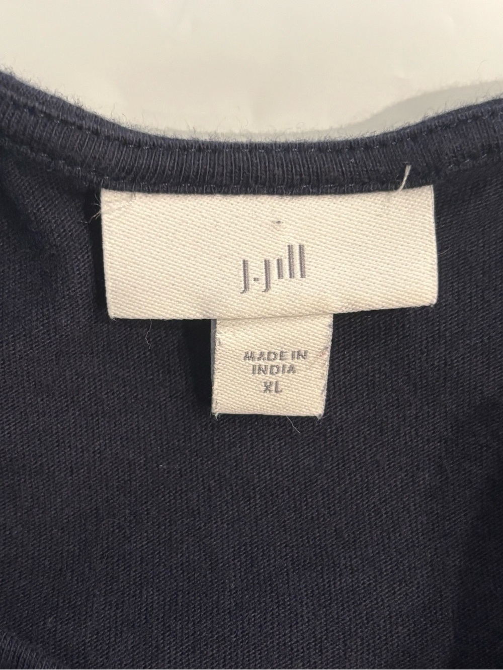 J. Jill Navy Embroidered Shift Dress Boho Floral Hem 3/4 Sleeve - Picture 4 of 7
